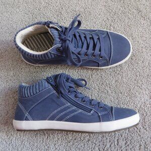 Taos Footwear Womens Startup Shoes/Sneaker Size 6 Blue Canvas Zipper #13988